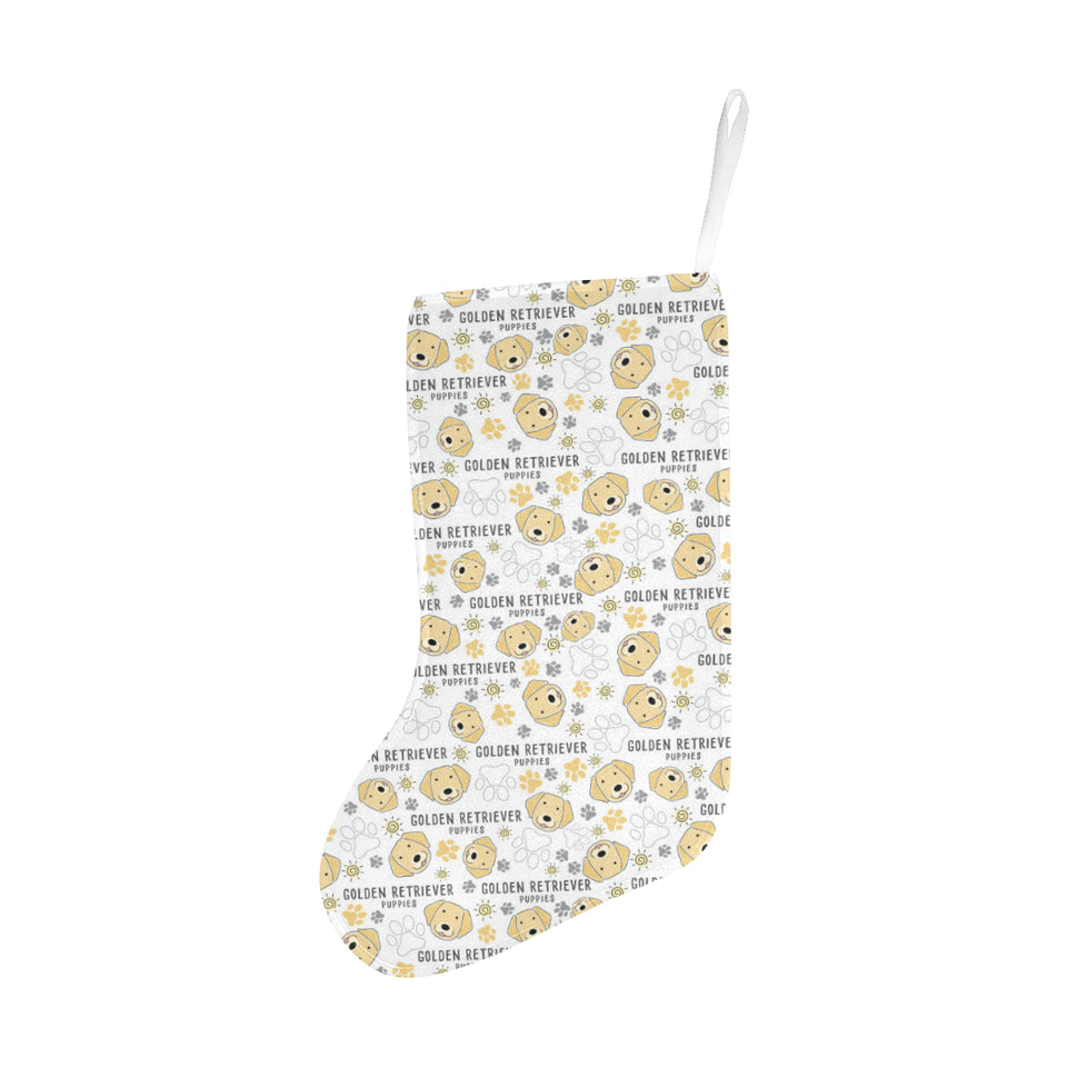Golden Retriever Pattern Print Design 04 Christmas Stocking