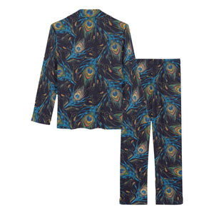 Beautiful peacock feather pattern Women's Long Pajama Set