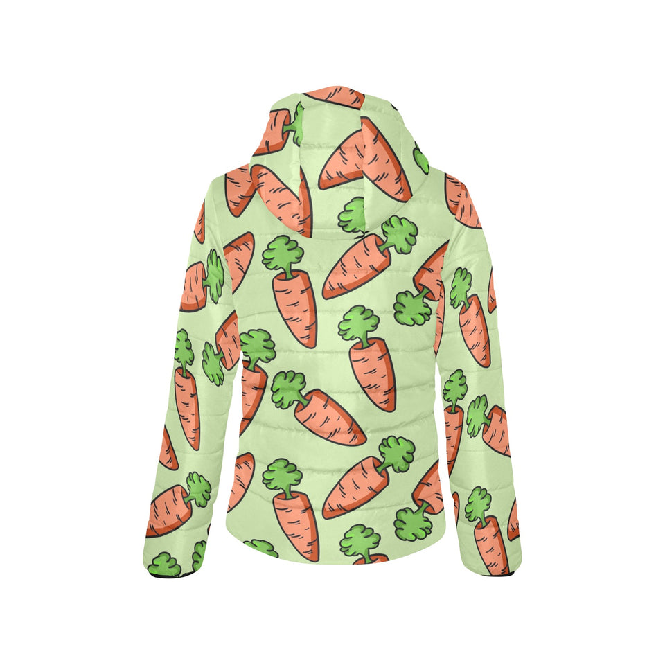Carrot Pattern Print Design 05 Women's Padded Hooded Jacket