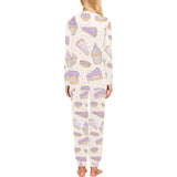 Cakes pies tarts muffins and eclairs purple bluebe Women's All Over Print Pajama Set