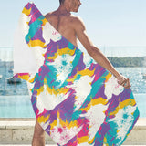 Colorful crow illustration pattern Beach Towel