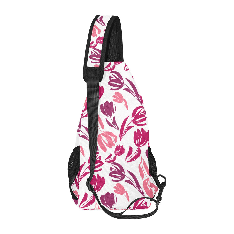 pink sketch tulip pattern All Over Print Chest Bag