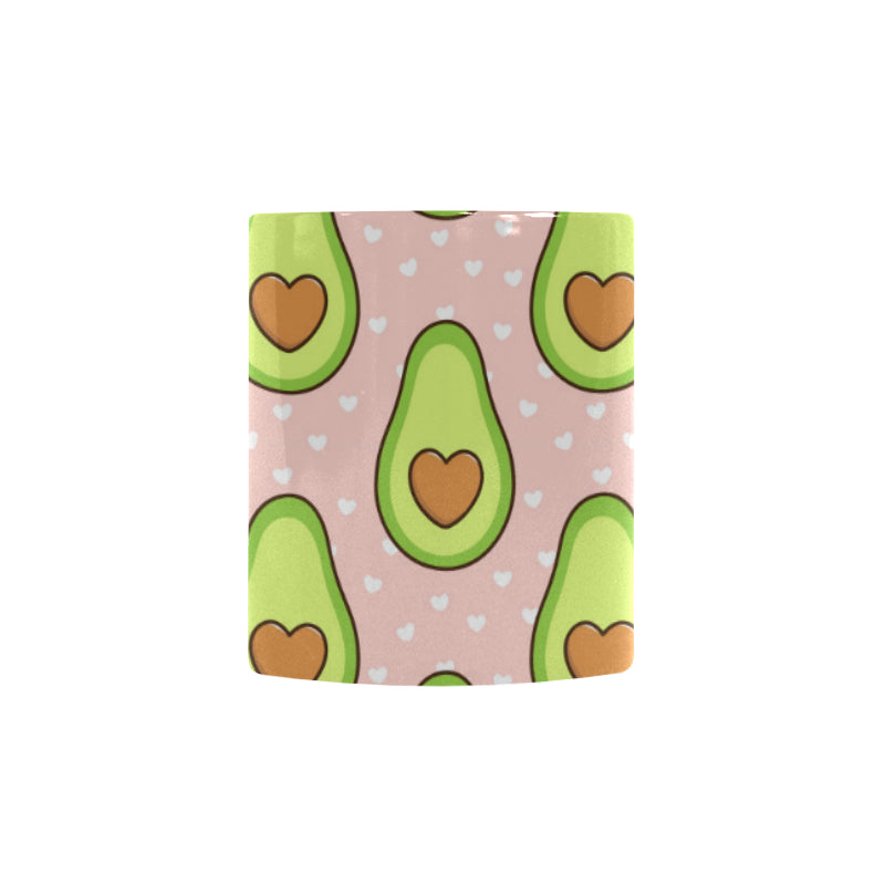 Avocado heart pink background Morphing Mug Heat Changing Mug