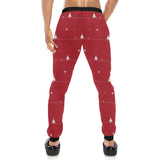 Christmas tree star snow red background Unisex Casual Sweatpants