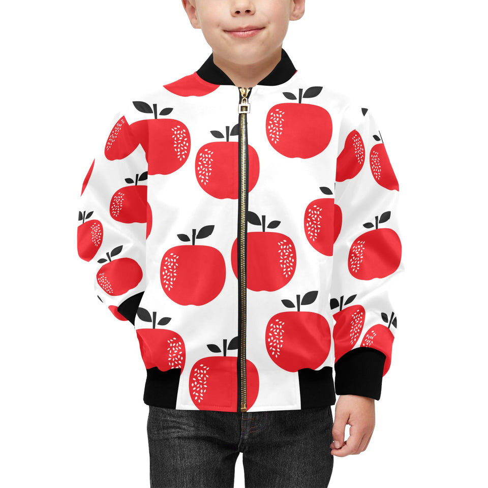 red apples white background Kids' Boys' Girls' Bomber Jacket