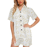 Bread Toast Pattern Print Design 01 Women's V-Neck Short Pajama Set