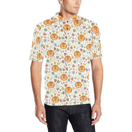 Lion Pattern Print Design 04 Men's All Over Print Polo Shirt