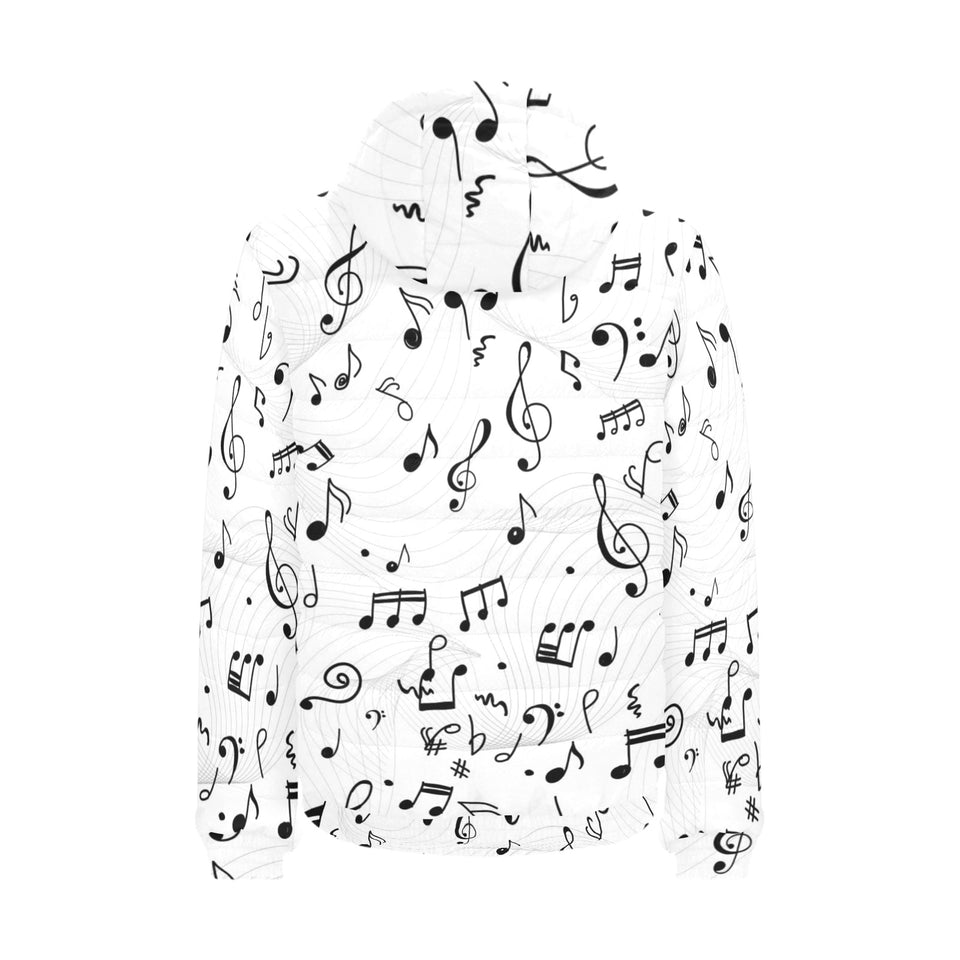 Music Notes Pattern Print Design 04 Men's Padded Hooded Jacket