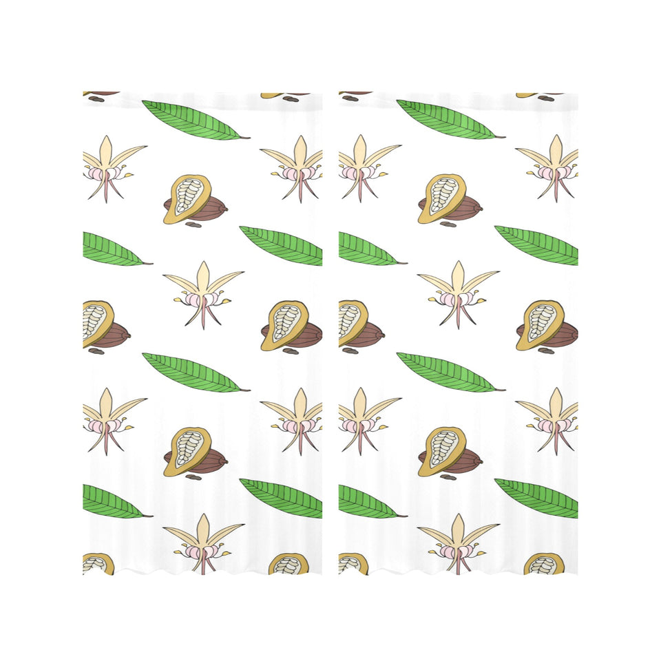 Color hand drawn cacao pattern Gauze Curtain