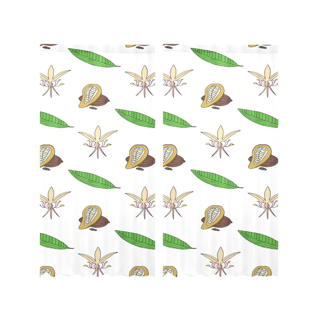 Color hand drawn cacao pattern Gauze Curtain