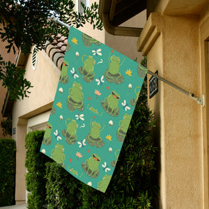 Cute frog dragonfly design pattern House Flag Garden Flag