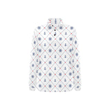 Anchor rudder nautical design pattern Women's Long Sleeve Polo Shirt