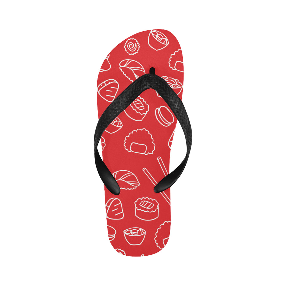 sushi pattern red background Unisex Flip Flops