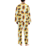 Watercolor papaya pattern Men's Long Pajama Set