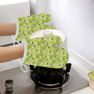 Jack Russel Pattern Print Design 01 Heat Resistant Oven Mitts