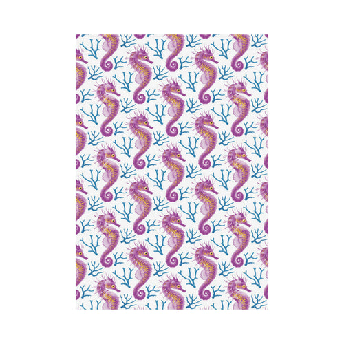 Purple seahorse blue coral pattern House Flag Garden Flag