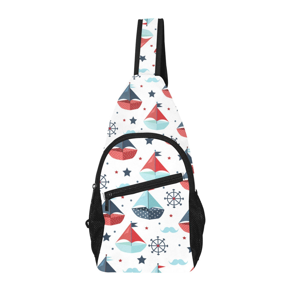 Cute color paper sailboat pattern All Over Print Chest Bag