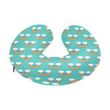 Rainbow pattern green background U-Shaped Travel Neck Pillow
