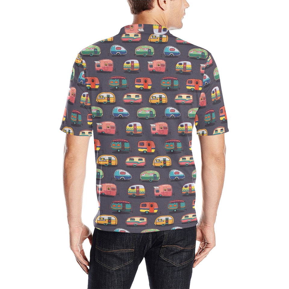 Camper Van Pattern Print Design 02 Men's All Over Print Polo Shirt