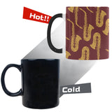 Hand drawn gold saxophone red background Morphing Mug Heat Changing Mug