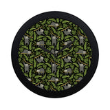 Cute sloths tropical palm leaves black background Elegant Black Wall Clock
