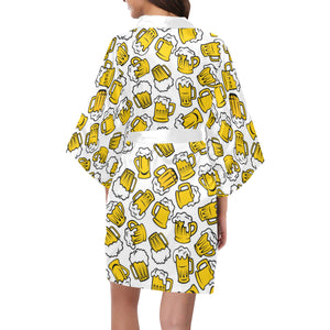 Beer design pattern Women's Short Kimono Robe