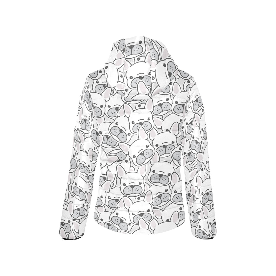 Cute french bulldog head pattern Women's Padded Hooded Jacket