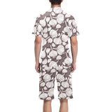 Garlic bulb dark background Men's V-Neck Short Pajama Set