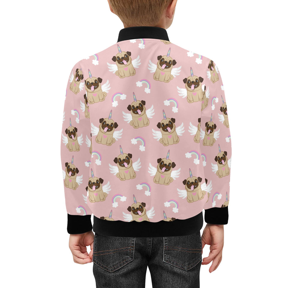 Cute unicorn pug pattern Kids' Boys' Girls' Bomber Jacket