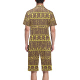 Egypt Hieroglyphics Pattern Print Design 03 Men's V-Neck Short Pajama Set