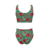 Tomato design pattern Chest Bowknot High Waisted Bikini Swimsuit