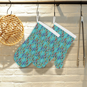 Surfboard Pattern Print Design 05 Heat Resistant Oven Mitts