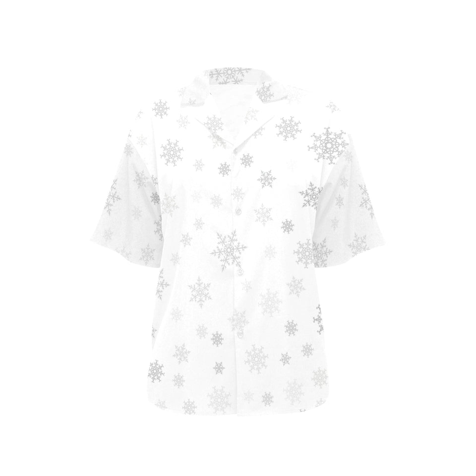 Snowflake pattern white background Women's All Over Print Hawaiian Shirt