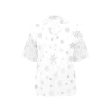 Snowflake pattern white background Women's All Over Print Hawaiian Shirt