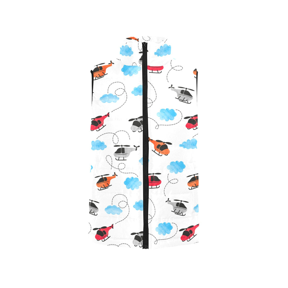 Watercolor helicopter cloud pattern Women's Padded Vest