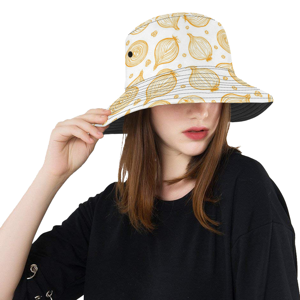 hand drawn onion pattern Unisex Bucket Hat