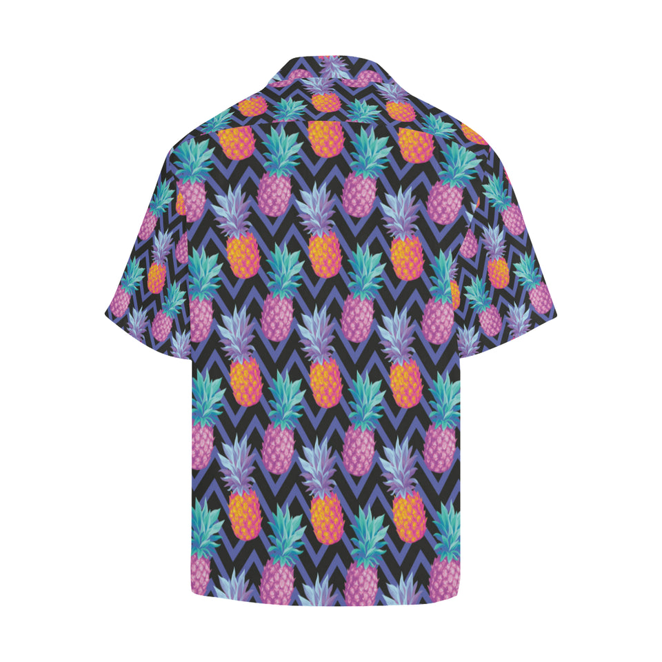 Pineapples pattern zigzag background Men's All Over Print Hawaiian Shirt