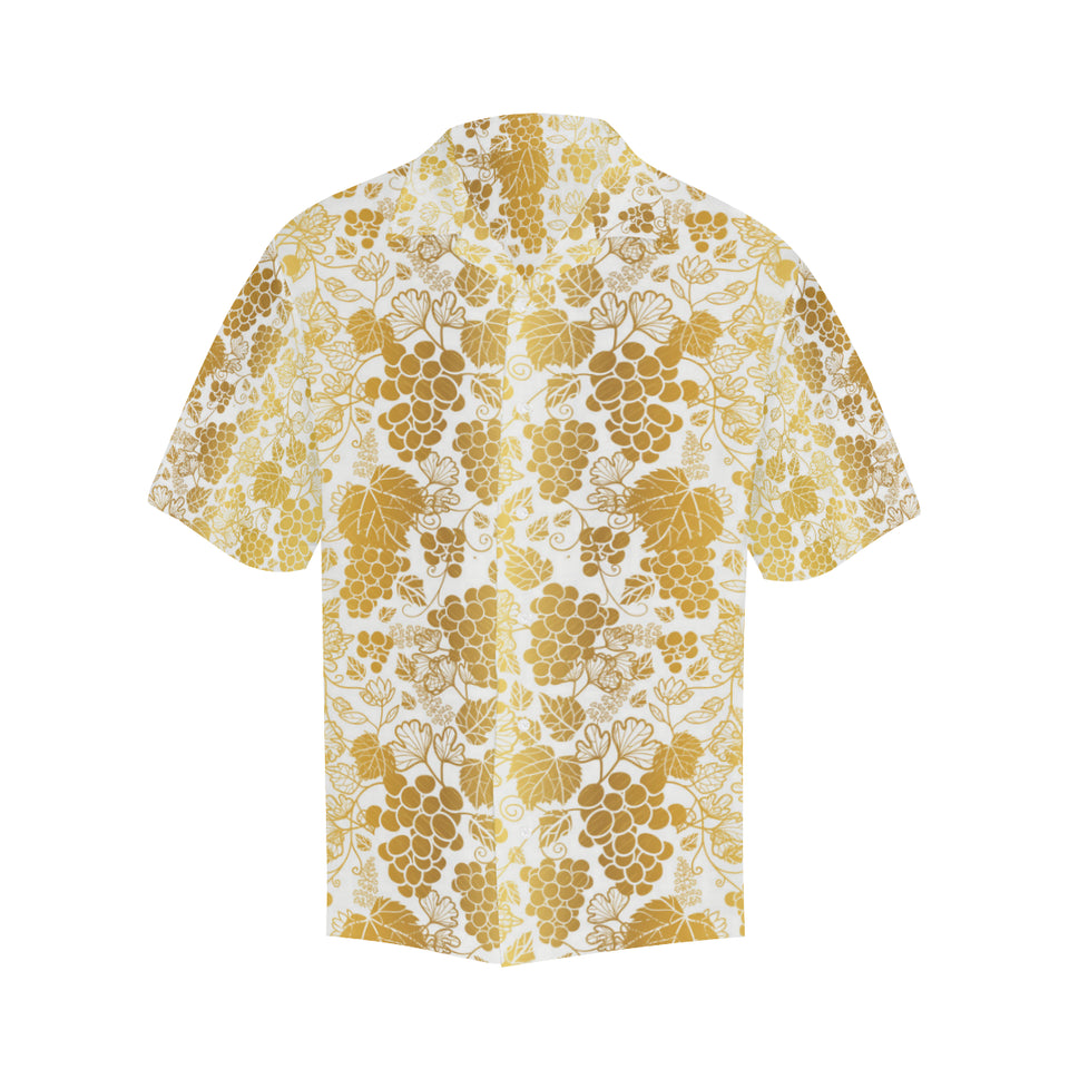 Gold grape pattern Men's All Over Print Hawaiian Shirt