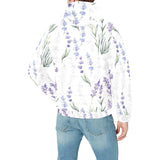 Hand painting Watercolor Lavender Men's Padded Hooded Jacket