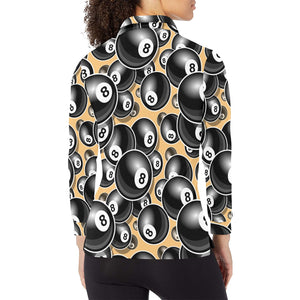 Billiard Ball Pattern Print Design 04 Women's Long Sleeve Polo Shirt