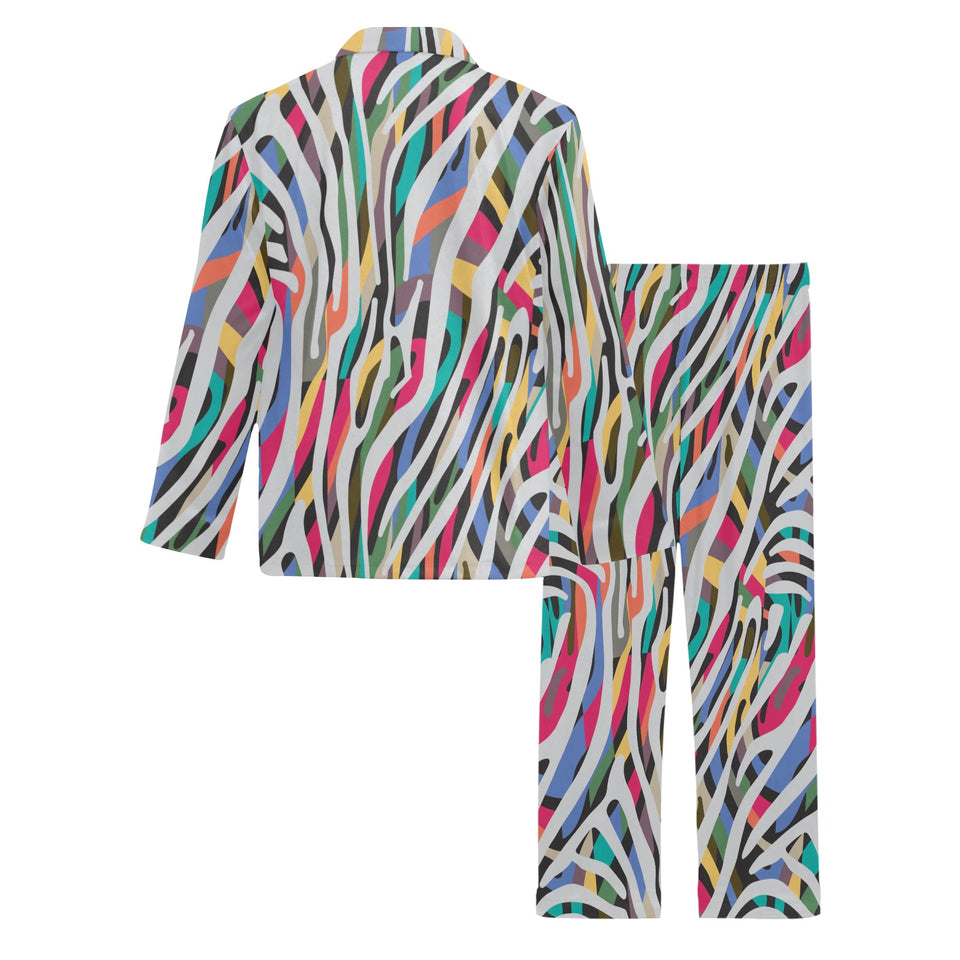 Colorful zebra skin pattern Men's Long Pajama Set