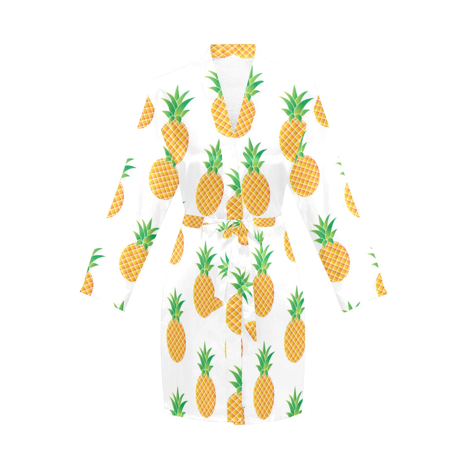 Pineapples pattern Women's Long Sleeve Belted Night Robe