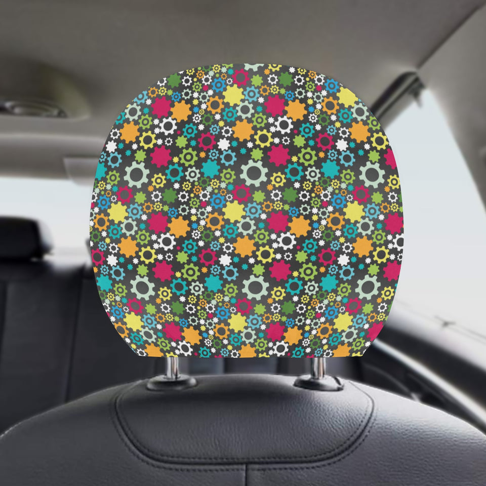 Gear Pattern Print Design 03 Car Headrest Cover