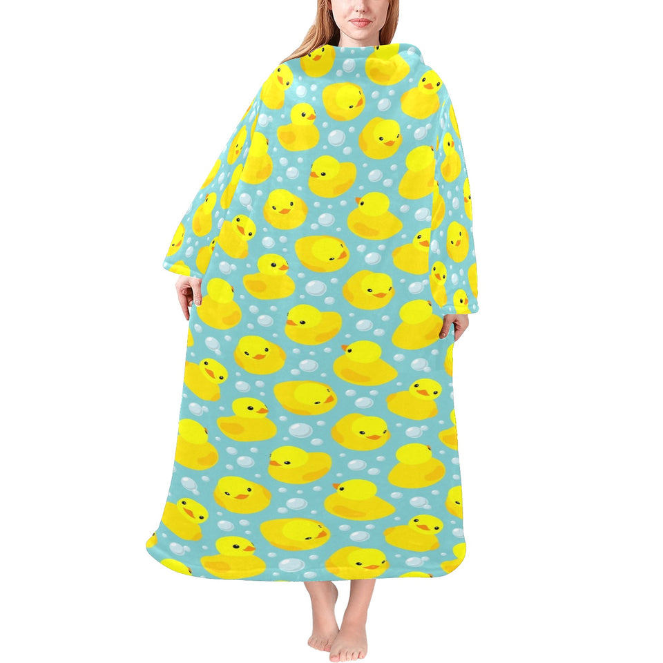 Duck Pattern Print Design 03 Blanket Robe with Sleeves