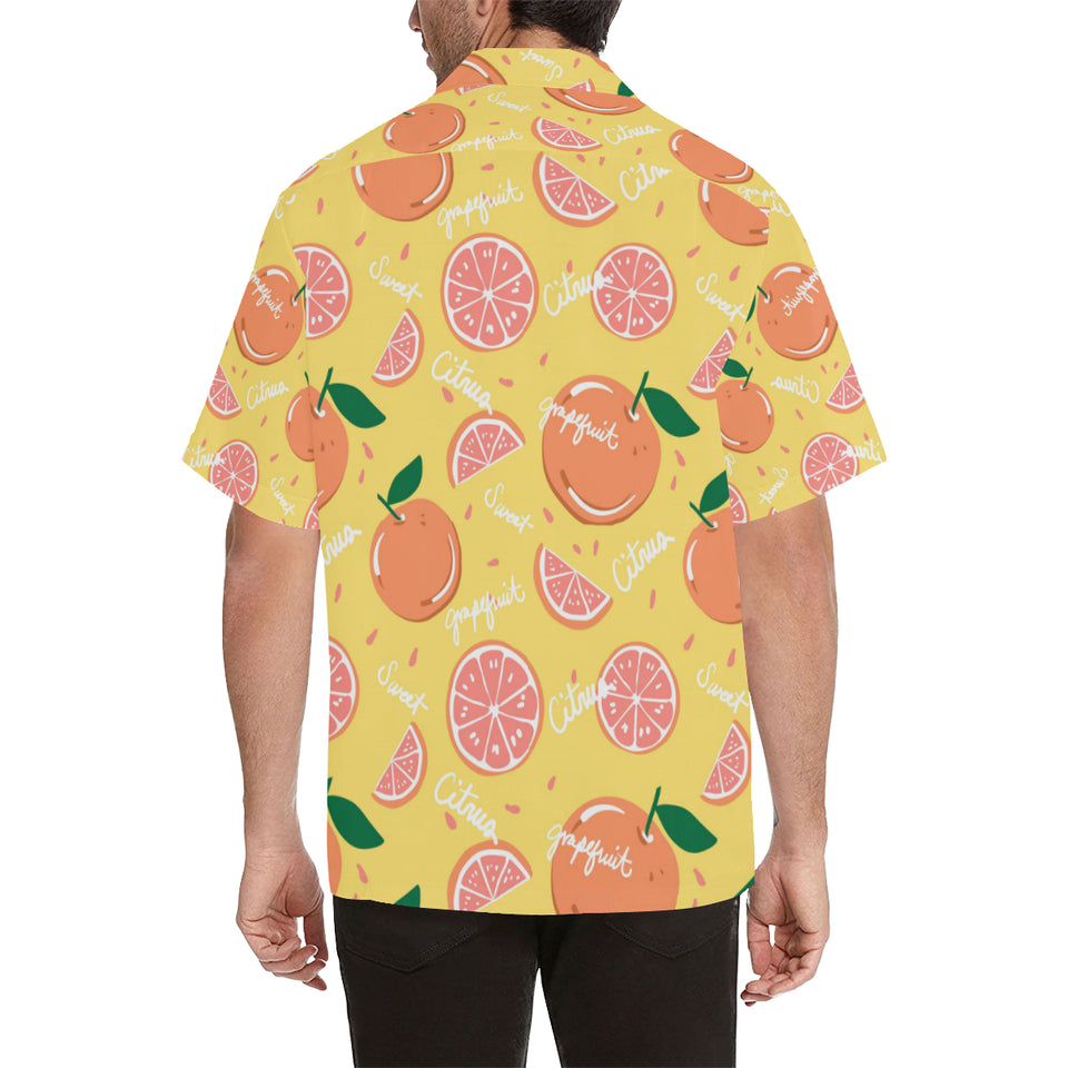 Grapefruit yellow background Men's All Over Print Hawaiian Shirt