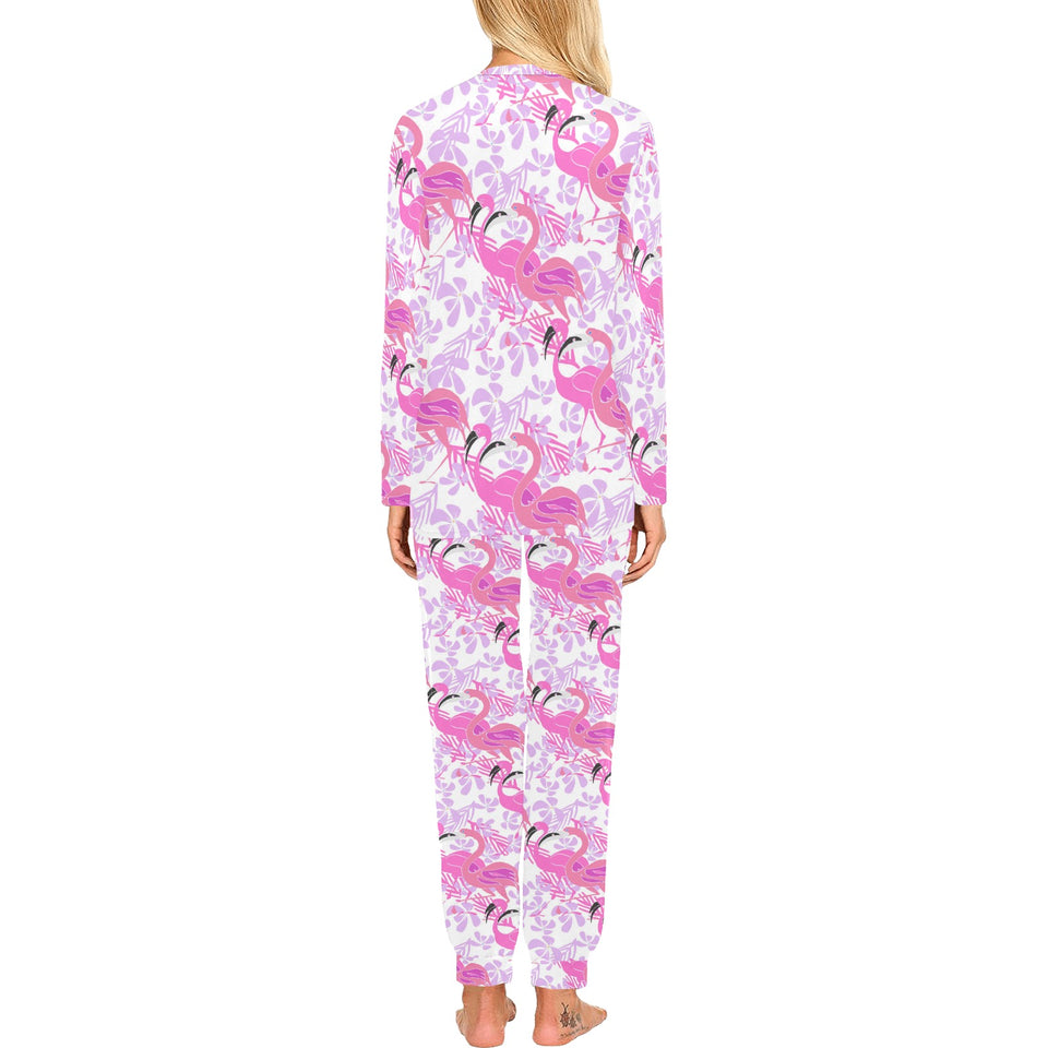 Pink flamingo flower pattern Women's All Over Print Pajama Set