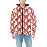 Fire flame symbol design pattern Men's Padded Hooded Jacket