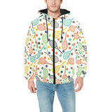 Tennis Pattern Print Design 03 Men's Padded Hooded Jacket