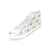 Llama Alpaca pattern Women's High Top Canvas Shoes White