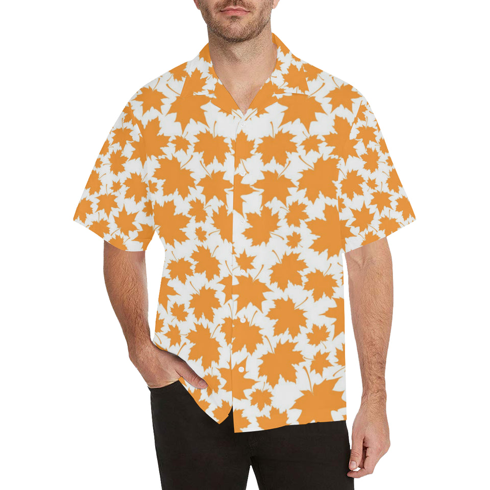 Orange Maple Leaf pattern Men's All Over Print Hawaiian Shirt